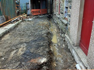 Digging the trench for the drainage